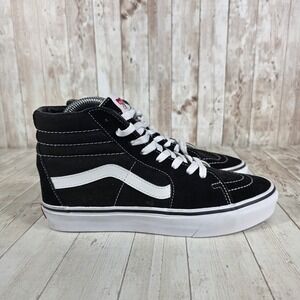 Vans Sk8 Hi Black White Suede High Top Skate Shoes‎ Women's 8.5